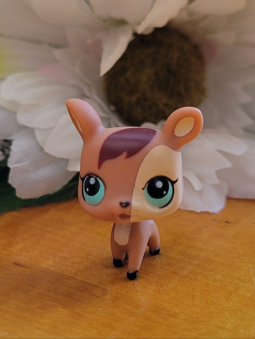 Littlest Pet Shop LPS Mini Deer #3584 Mom & Baby Set Brown Tan Blue Eyes Hasbro